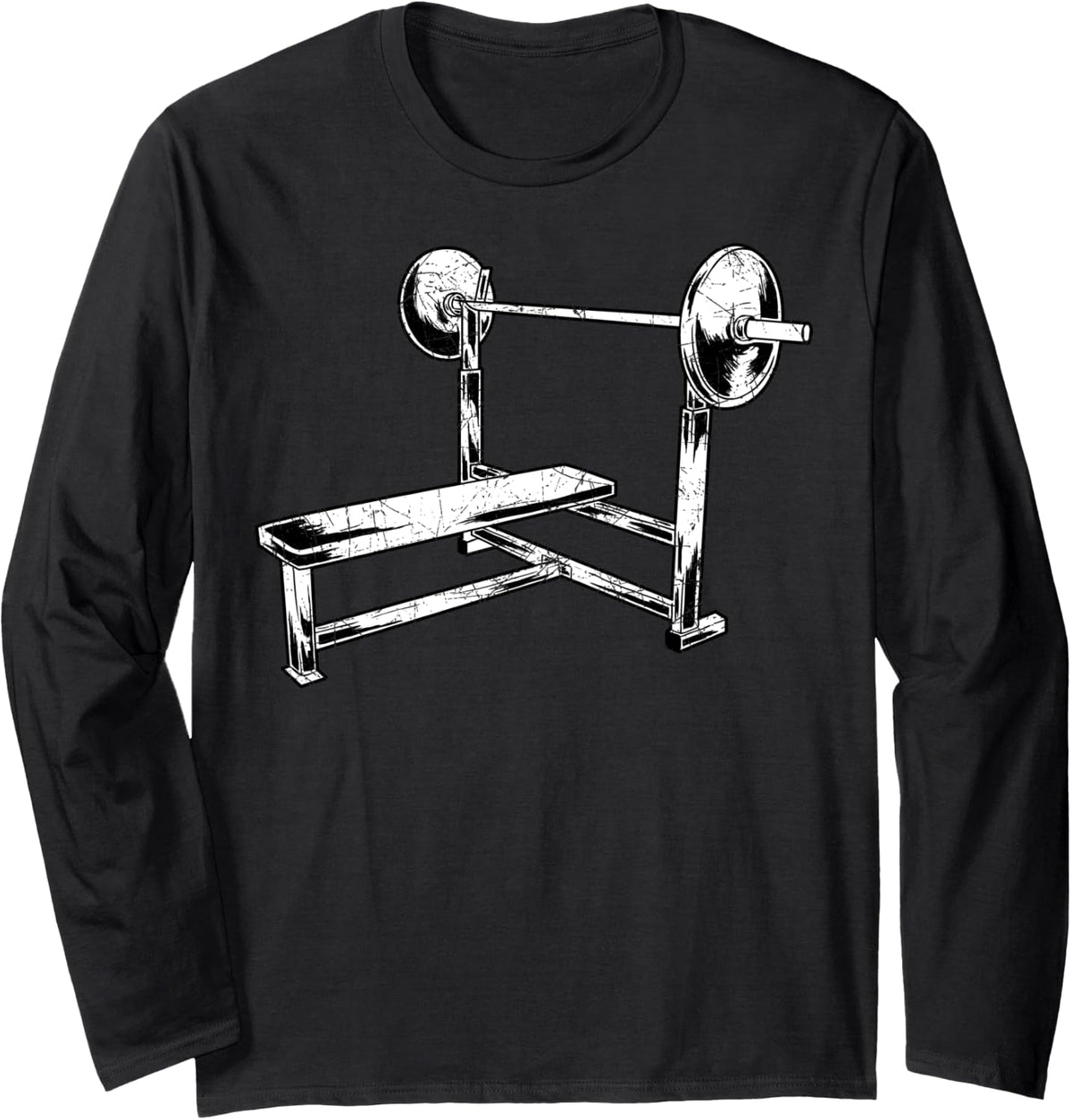 Bench Press Illustration Strong Gym Equipment Design Long Sleeve Apparel US Trend