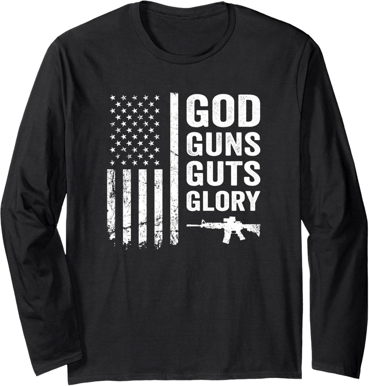 God Guns Guts Glory Patriotic Pro Gun American Flag Long Sleeve Apparel Premium Print 2