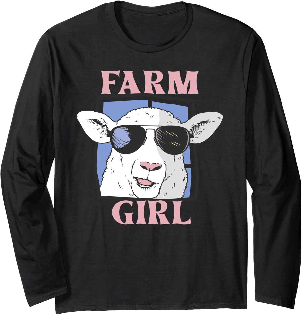 Farm Girl Peasant Cool Sheep Bench Long Sleeve Apparel Minimal Style