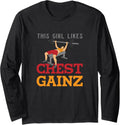 Girl Likes Chest Gainz Funny Gym Benchpress Powerlifter Long Sleeve Apparel Premium Print
