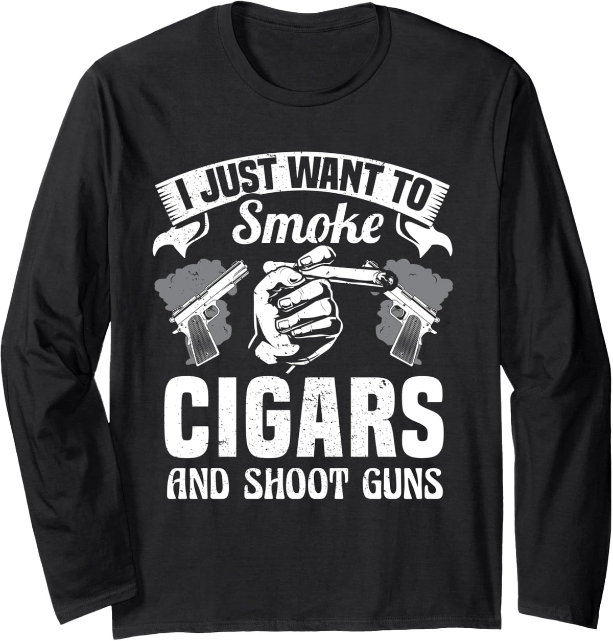 Grilling Master Cigar Smoker Grill Smoke Cigars Gun Nut Bbq Long Sleeve Apparel Premium Print