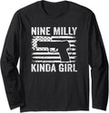 Nine Milly Kinda Girl Funny Womens 9mm Pistol Gun Owner Long Sleeve Apparel Clean Design 2