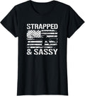 Womens Strapped And Sassy Funny Ladies Pro Gun Owner Apparel Premium Print