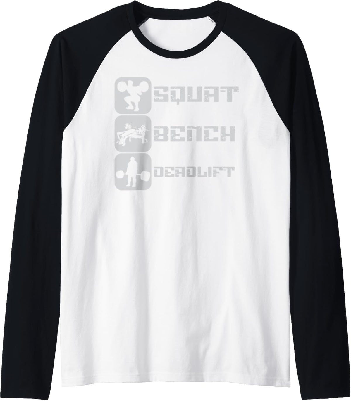 Squat Bench Deadlift Gym Weightlifting Workout Fitness Raglan Baseball Tee T Shirt Clean Design