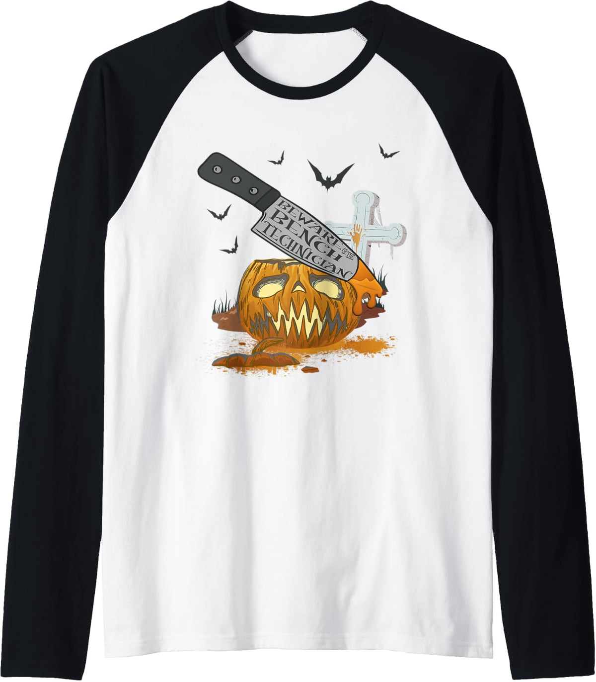 Bench Technician Funny Halloween Party Raglan Baseball Tee T Shirt Everyday Wear