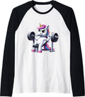 Unicorn Decline Barbell Bench Press Fitness Gym Men Women Raglan Baseball Tee T Shirt Minimal Style