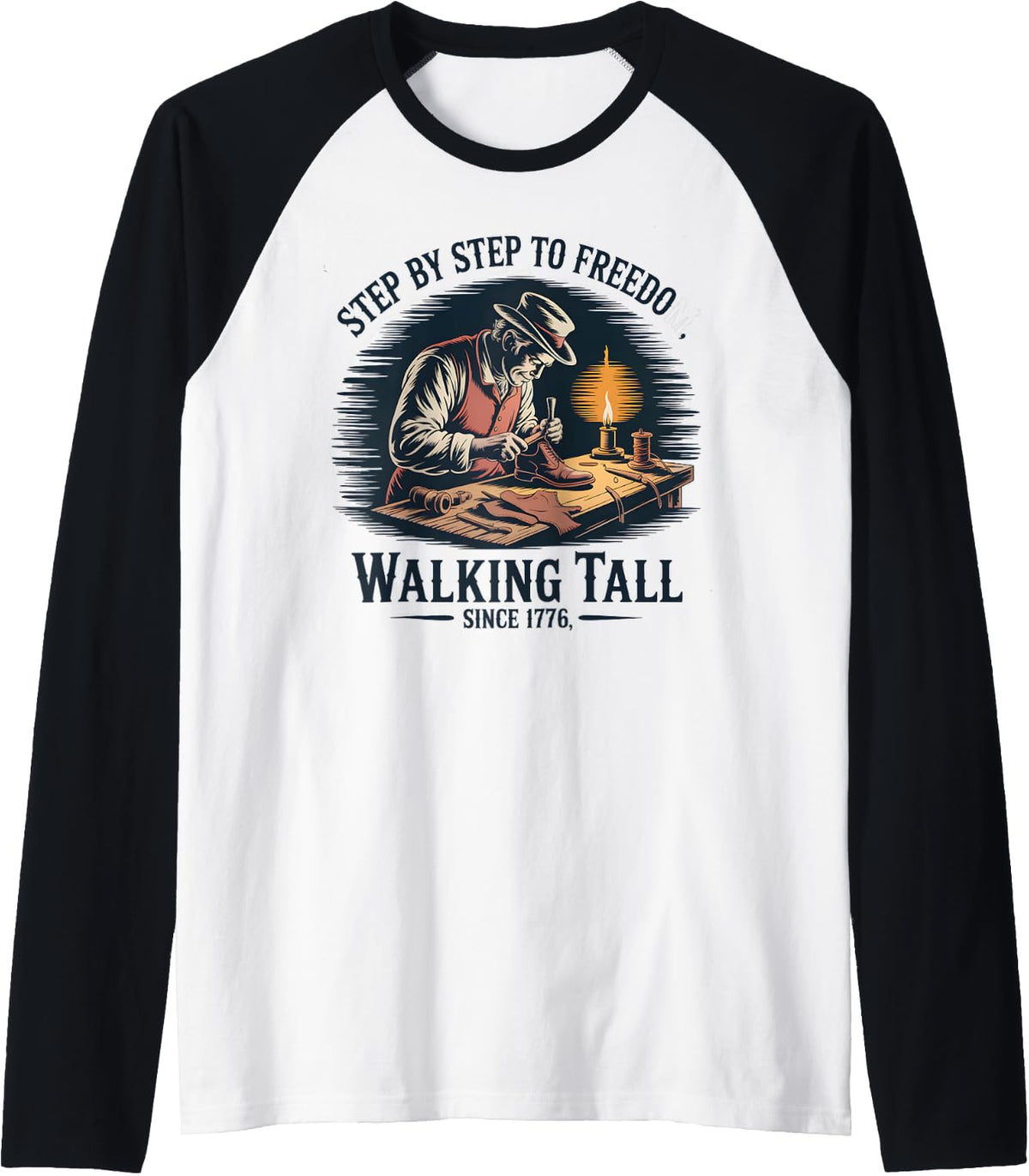 Vintage 4th Of July Cobbler Workbench 1776 Freedom Raglan Baseball Tee T Shirt Clean Design