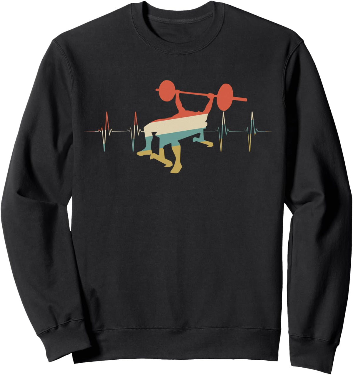 Benchpress Heartbeat Retro Ecg Ekg Sweatshirt Sweatshirt Everyday Wear
