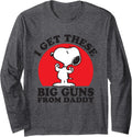 Peanuts Snoopy Daddy Big Guns Long Sleeve Apparel Minimal Style