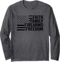 Faith Family Firearms Freedom Camo Usa Flag Pro God Guns Long Sleeve Apparel Everyday Wear
