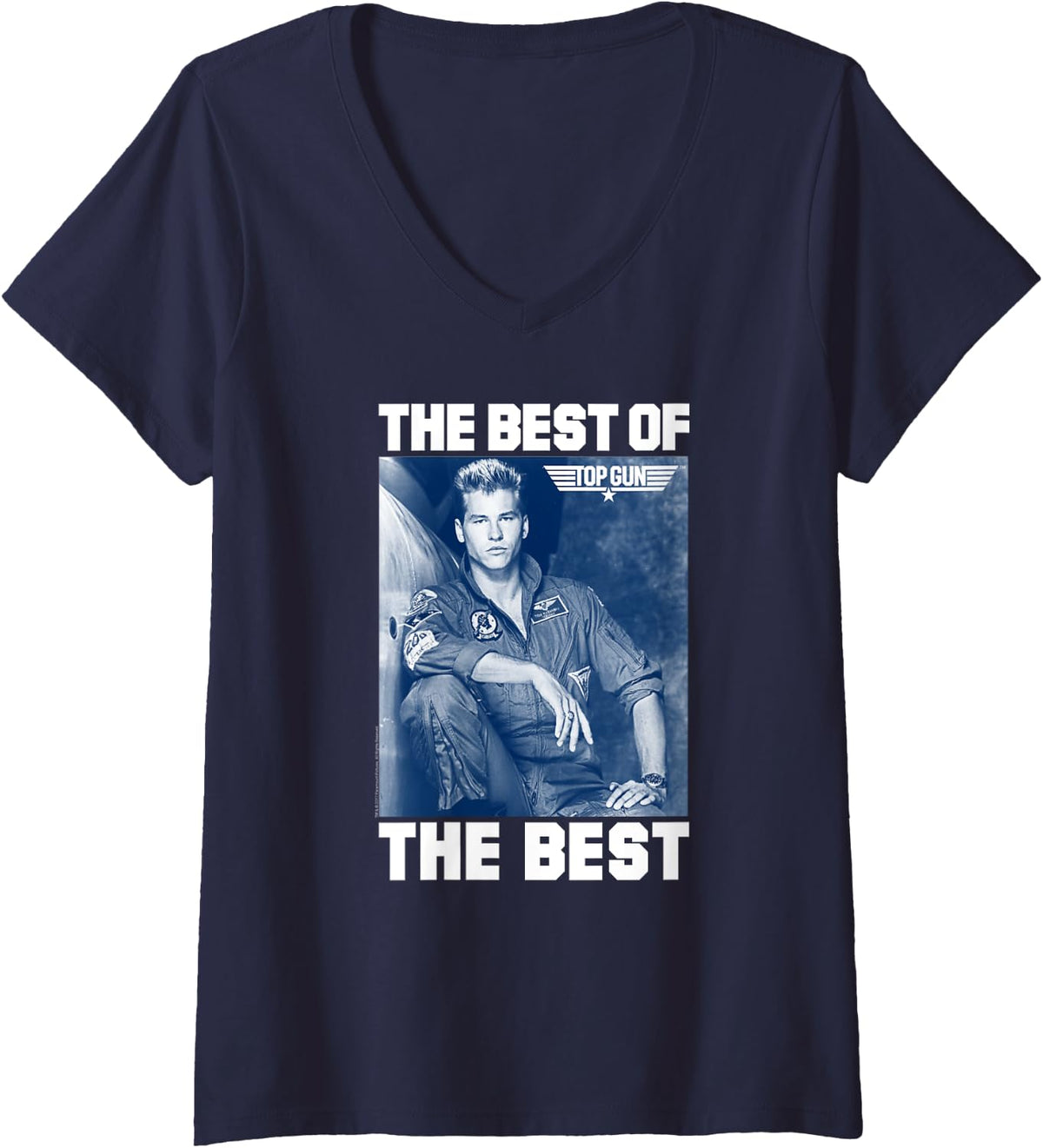 Womens Top Gun The Best Of Iceman Blue Photo Action Movie V Neck Apparel Premium Print