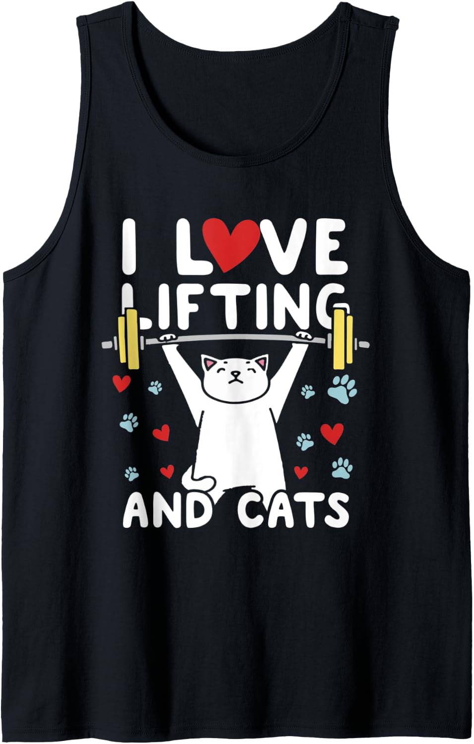 I Love Weight Lifting Cats White Cat Fitness Workout Gift Tank Top Apparel US Trend