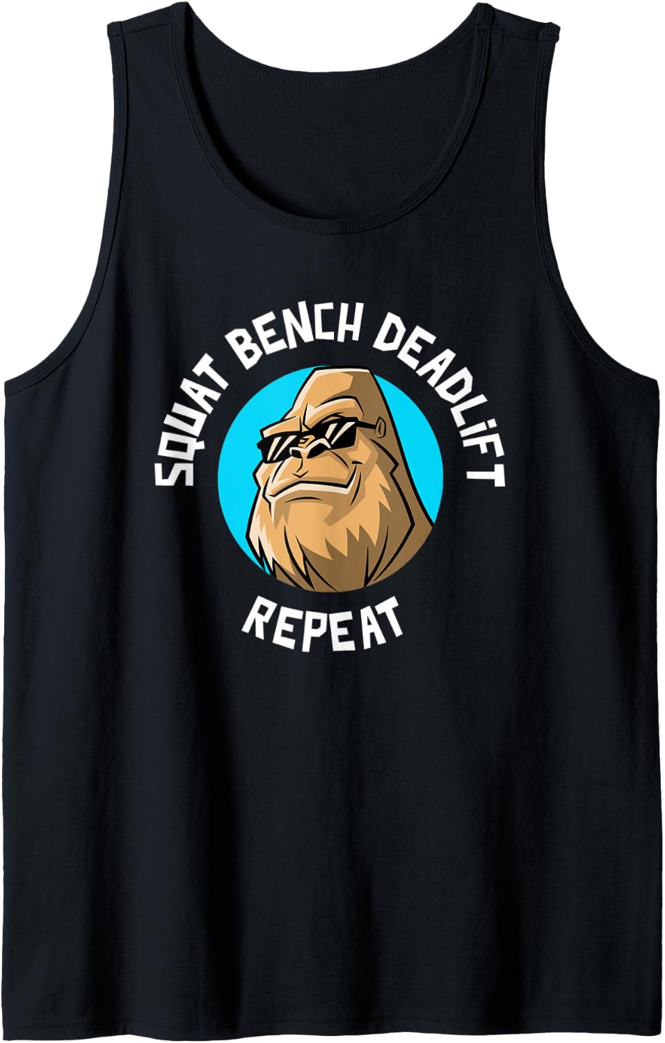Squat Bench Deadlift Repeat Funny Powerlifting Gorilla Tank Top Apparel Premium Print