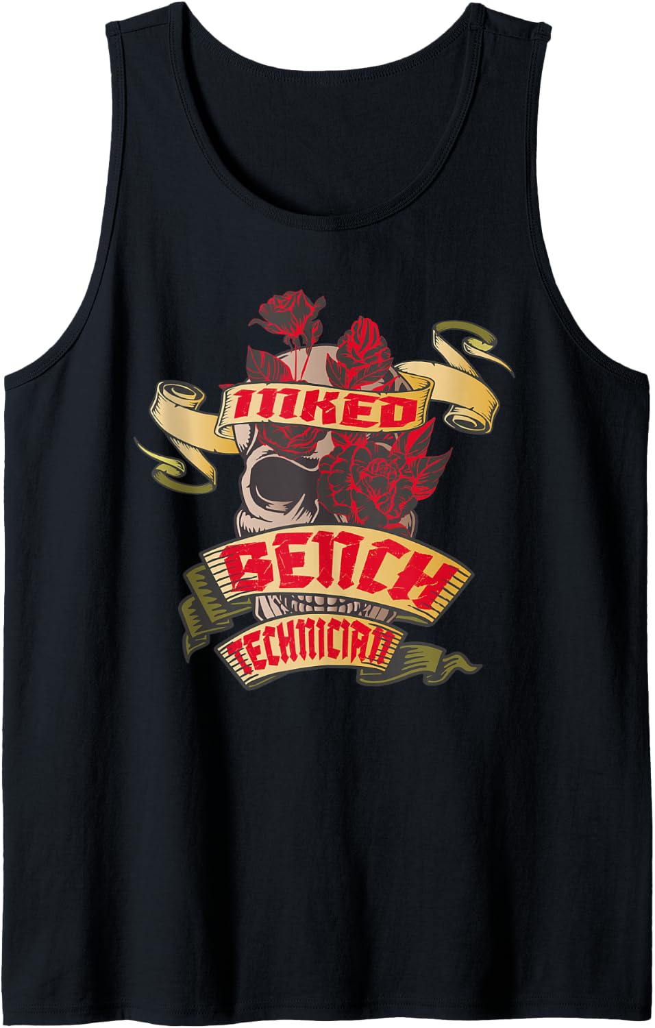 Bench Technician Inked Skull Red Roses Tattoo Tank Top Apparel US Trend