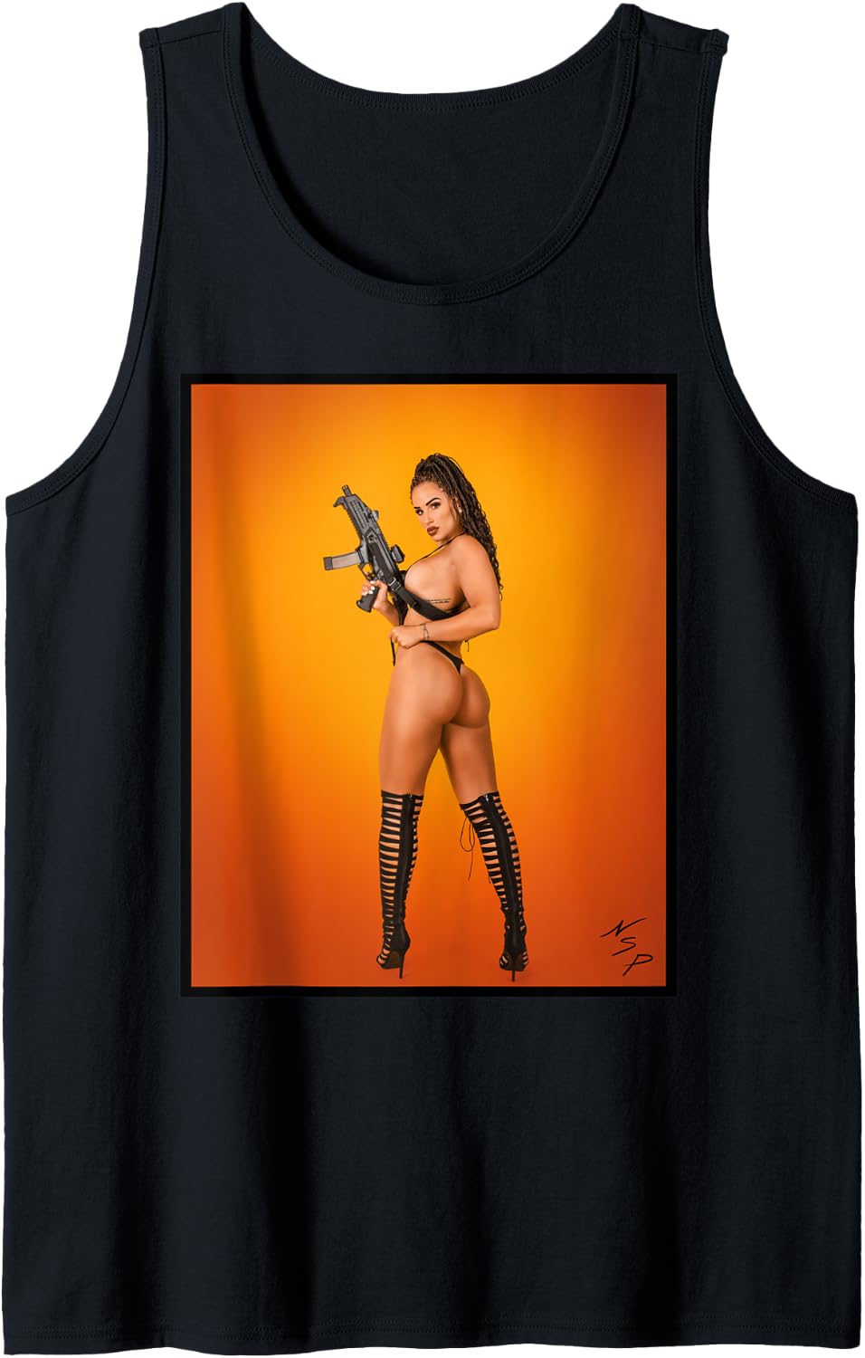 Hot Girl On T Shirt For Men With A Gun Nice Ass 2 Tank Top T Shirt Everyday Wear
