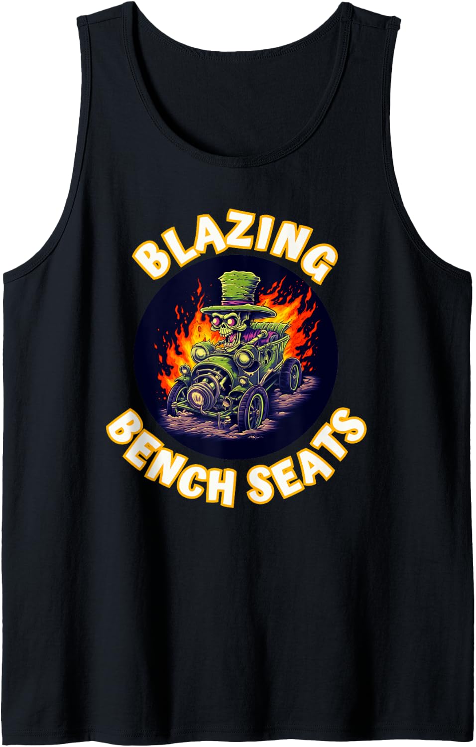 Blazing Bench Seats Auto Pop Art Monster Car Retro Clothing Tank Top Apparel US Trend