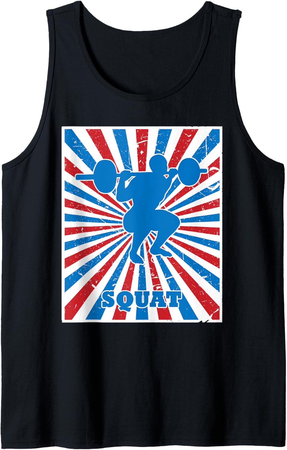 Vintage Squat Deadlift Bench Red White Blue Stripes Sunburst Tank Top Apparel Gift Ready