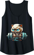 Womens Funny Gym Workout Kitten Fitness Studio Cat Cardio Pump Tank Top Apparel Clean Design 6
