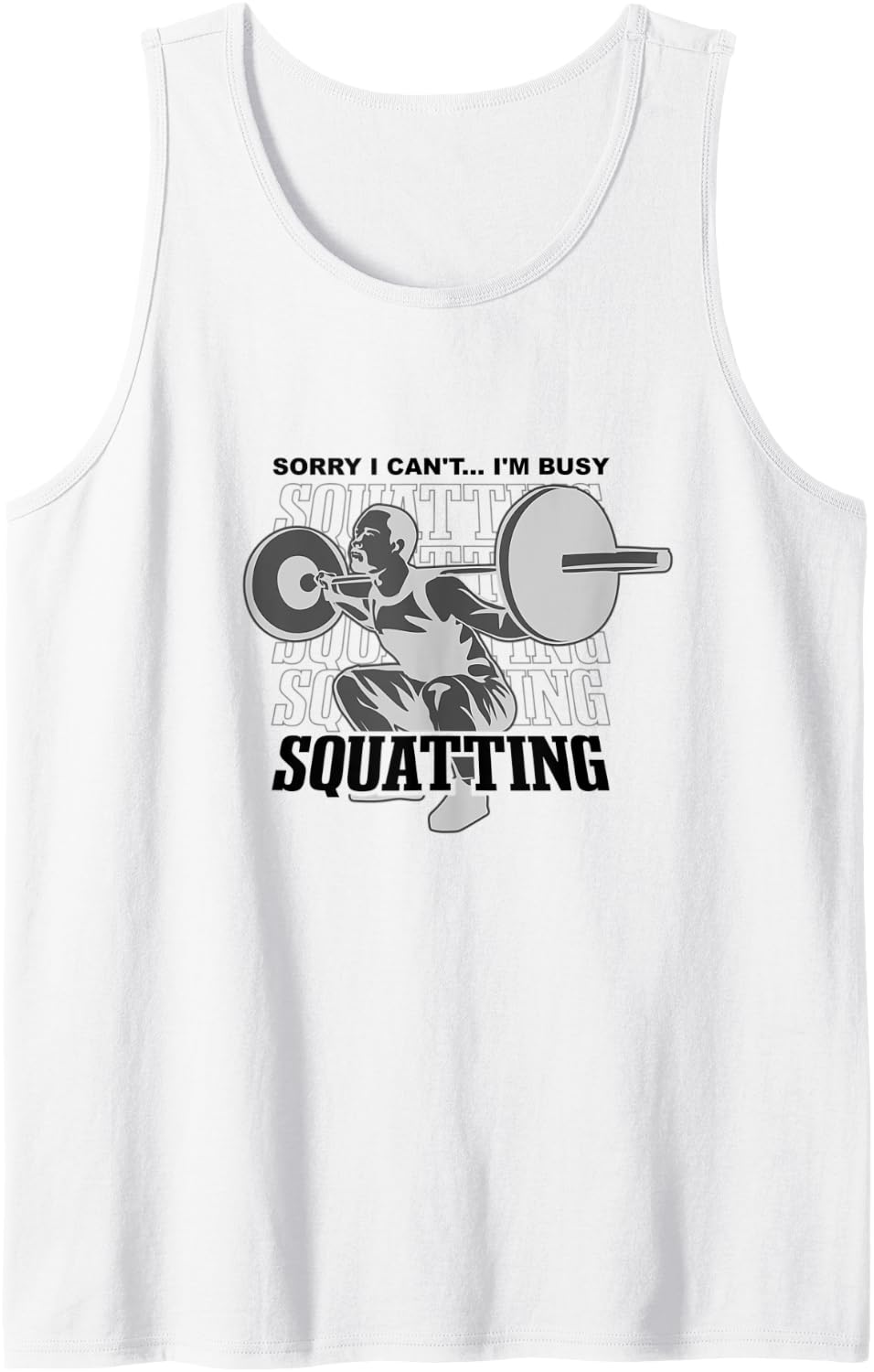 Mens Gym Barbell Workout Powerlifter Squats Tank Top Apparel Minimal Style