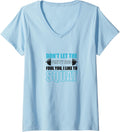 Womens Pretty Face Squatting Ironic Saying Powerlifting Gym V Neck Apparel Minimal Style