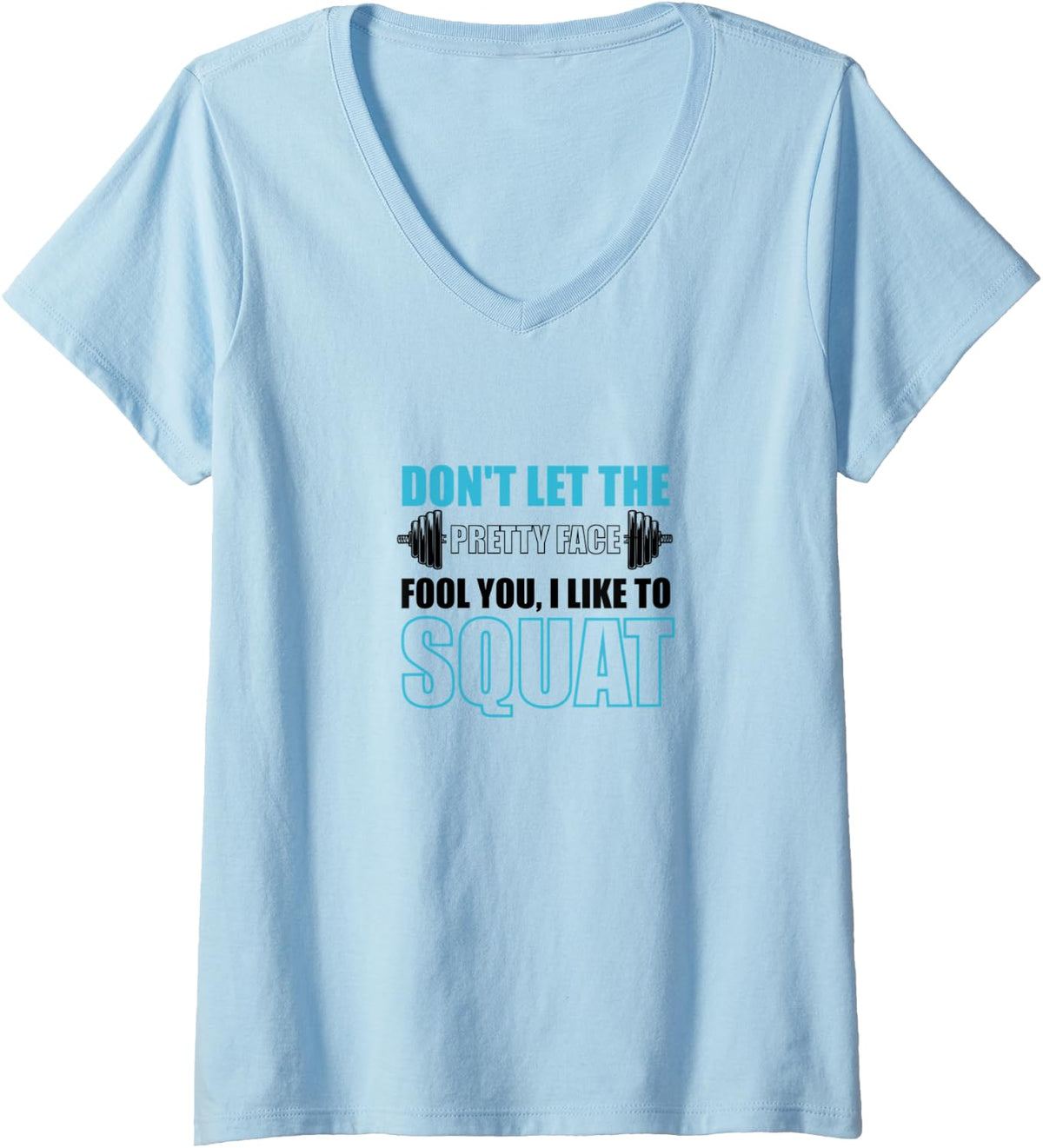 Womens Pretty Face Squatting Ironic Saying Powerlifting Gym V Neck Apparel Minimal Style