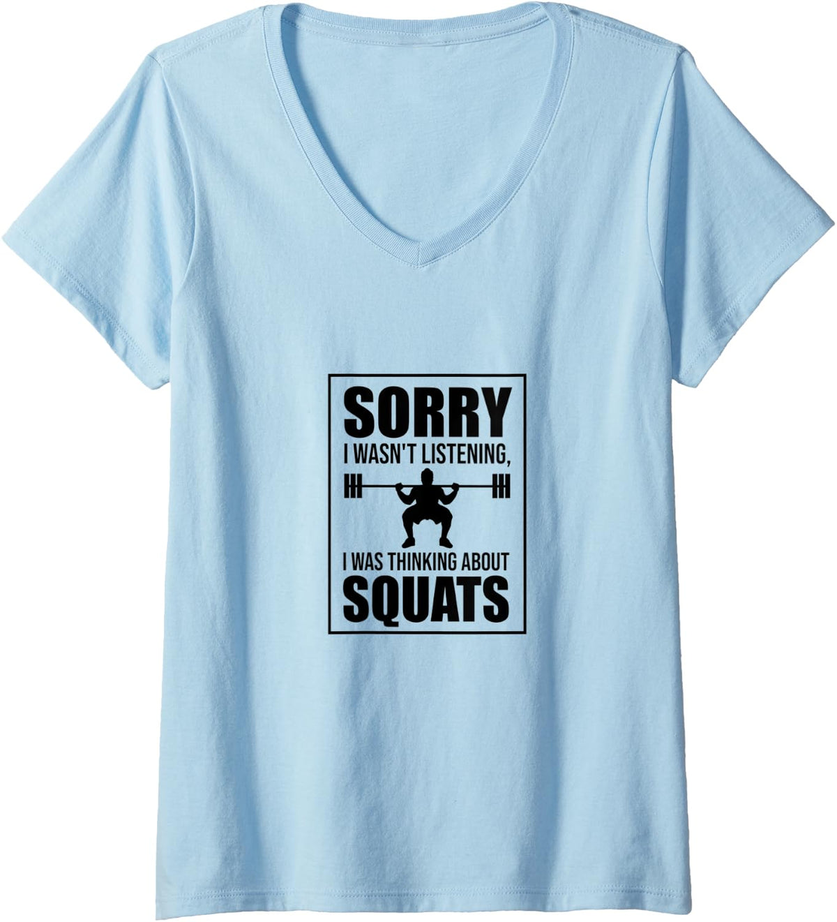Womens Strength Training Powerlifting Thinking About Squats V Neck Apparel Minimal Style
