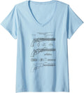 Womens Vintage Patent Print 1854 Old West Six Shooter Gun V Neck Apparel Gift Ready