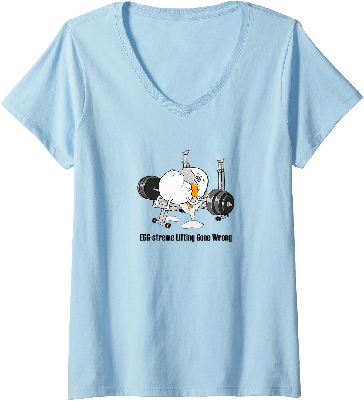 Womens Funny Gym Workout Fitness Bench Press Egg Streme Lifting V Neck Apparel US Trend