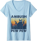 Womens Ambush Pew Cat Guns V Neck Apparel Gift Ready