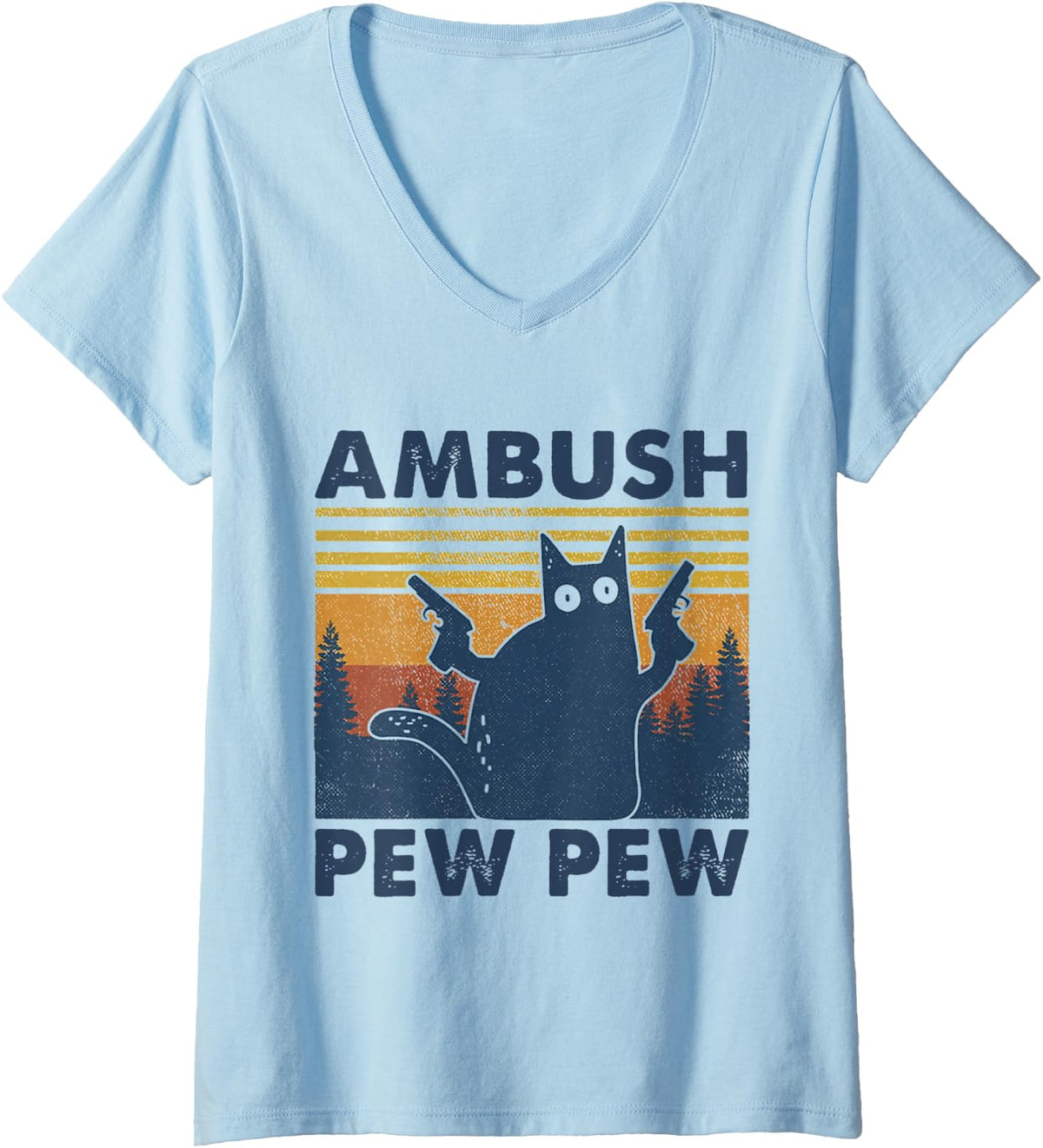 Womens Ambush Pew Cat Guns V Neck Apparel Gift Ready