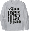 God Guns Guts Glory Patriotic Usa Flag Pro Gun Camo Long Sleeve Apparel Gift Ready