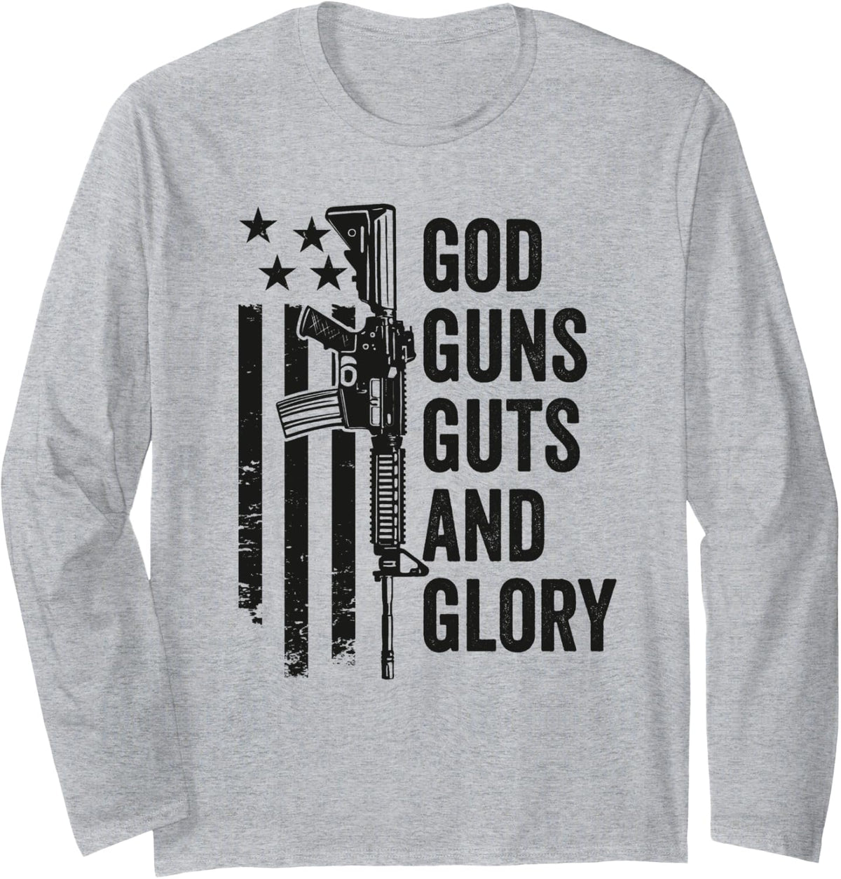 God Guns Guts Glory Patriotic Usa Flag Pro Gun Camo Long Sleeve Apparel Gift Ready