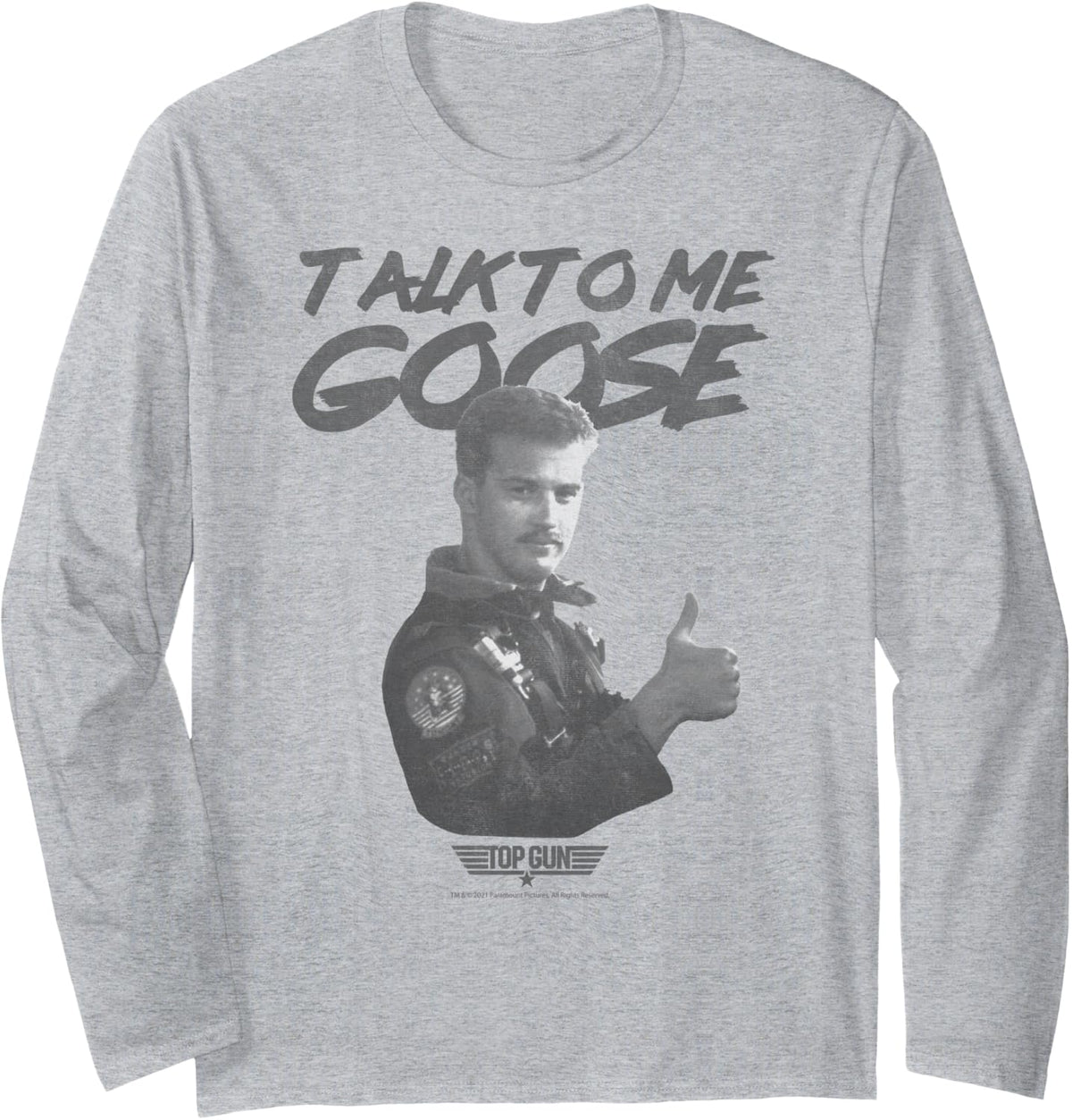 Top Gun Talk To Me Goose Thumbs Up Long Sleeve Apparel Clean Design