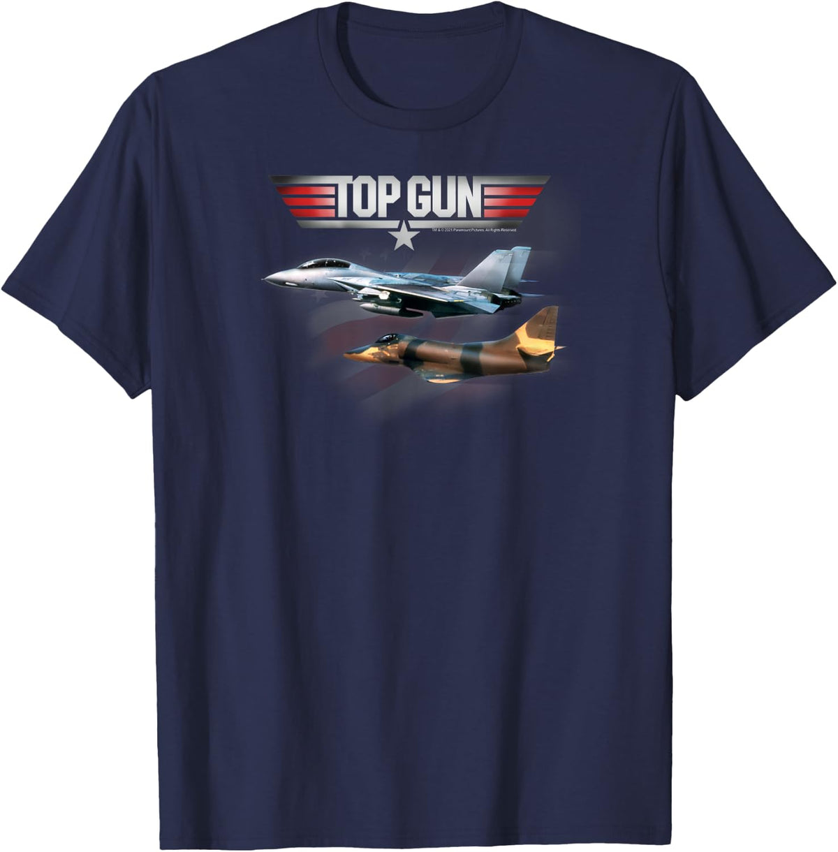Top Gun American Flag Fighter Jet Classic Action Movie Apparel Clean Design