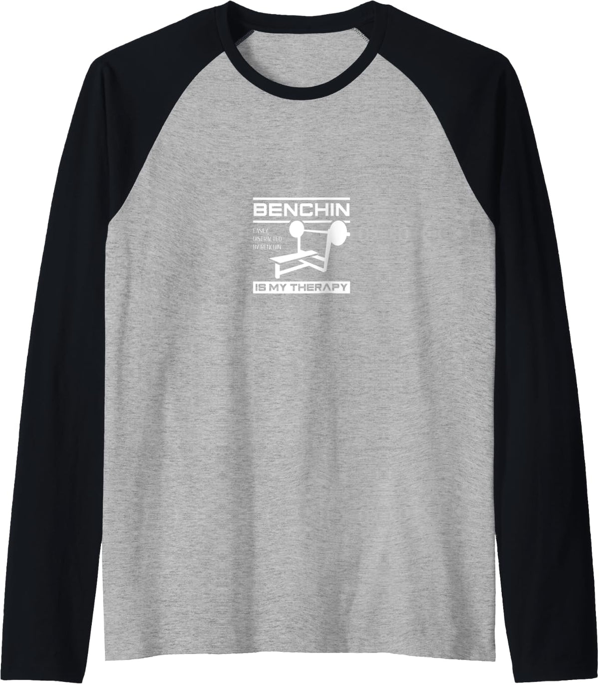 Benchpress As Therapy Funny Gym Quote Powerlifter Raglan Baseball Tee T Shirt Gift Ready