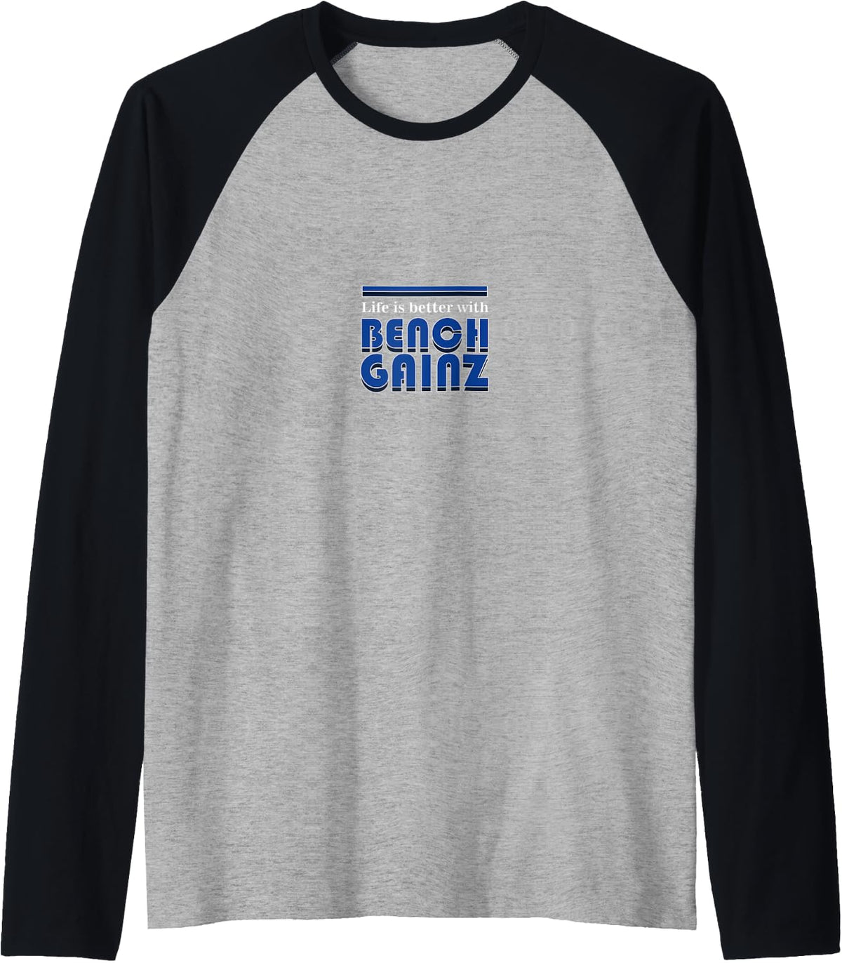 Life With Bench Ganiz Ironic Powerlifting Benchpress Raglan Baseball Tee T Shirt US Trend