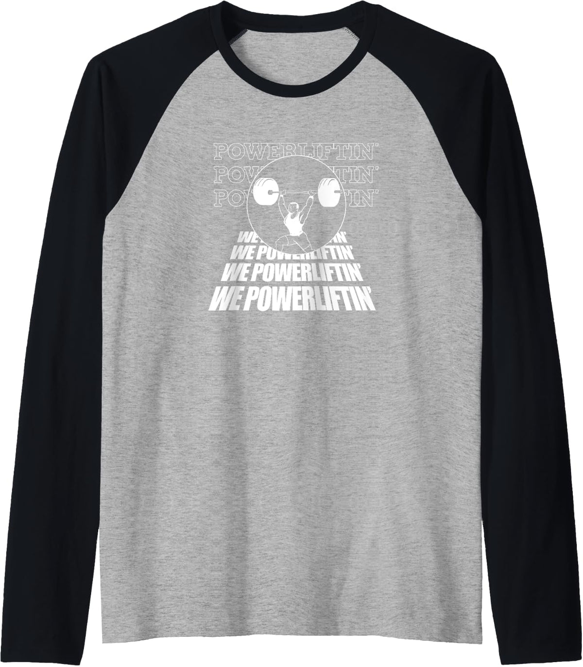 Powerlifting Workout Gym Benchpress Raglan Baseball Tee T Shirt Minimal Style