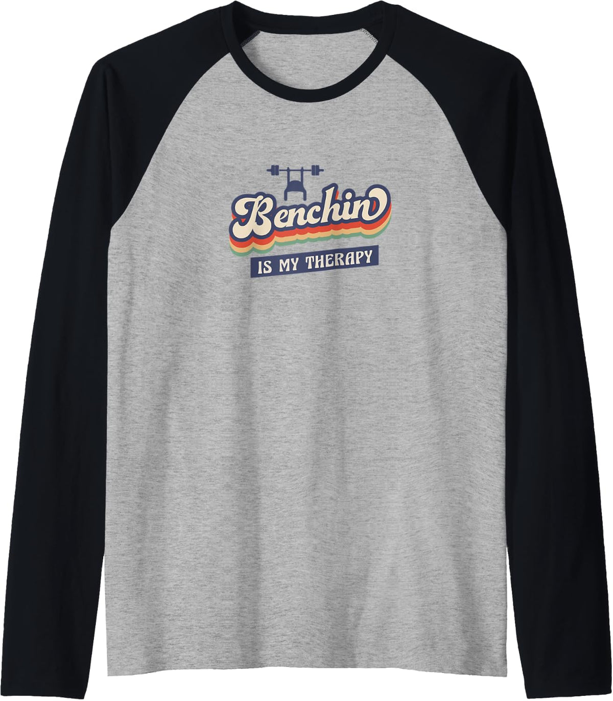 Benchpress As Therapy Powerlifting Gym Training Raglan Baseball Tee T Shirt US Trend
