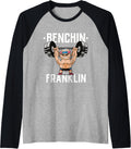Bench Press Gift Gym Muscle Bodybuilding Benjamin Franklin Raglan Baseball Tee T Shirt Minimal Style