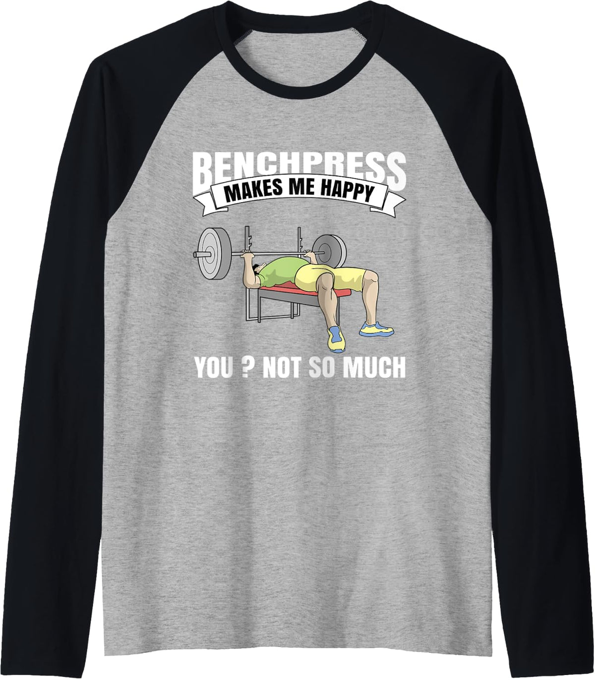 Bench Press Gift Muscle Bodybuilding Men Gym Raglan Baseball Tee T Shirt US Trend