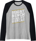 Squat Bench Deadlift Repeat Raglan Baseball Tee T Shirt US Trend 3