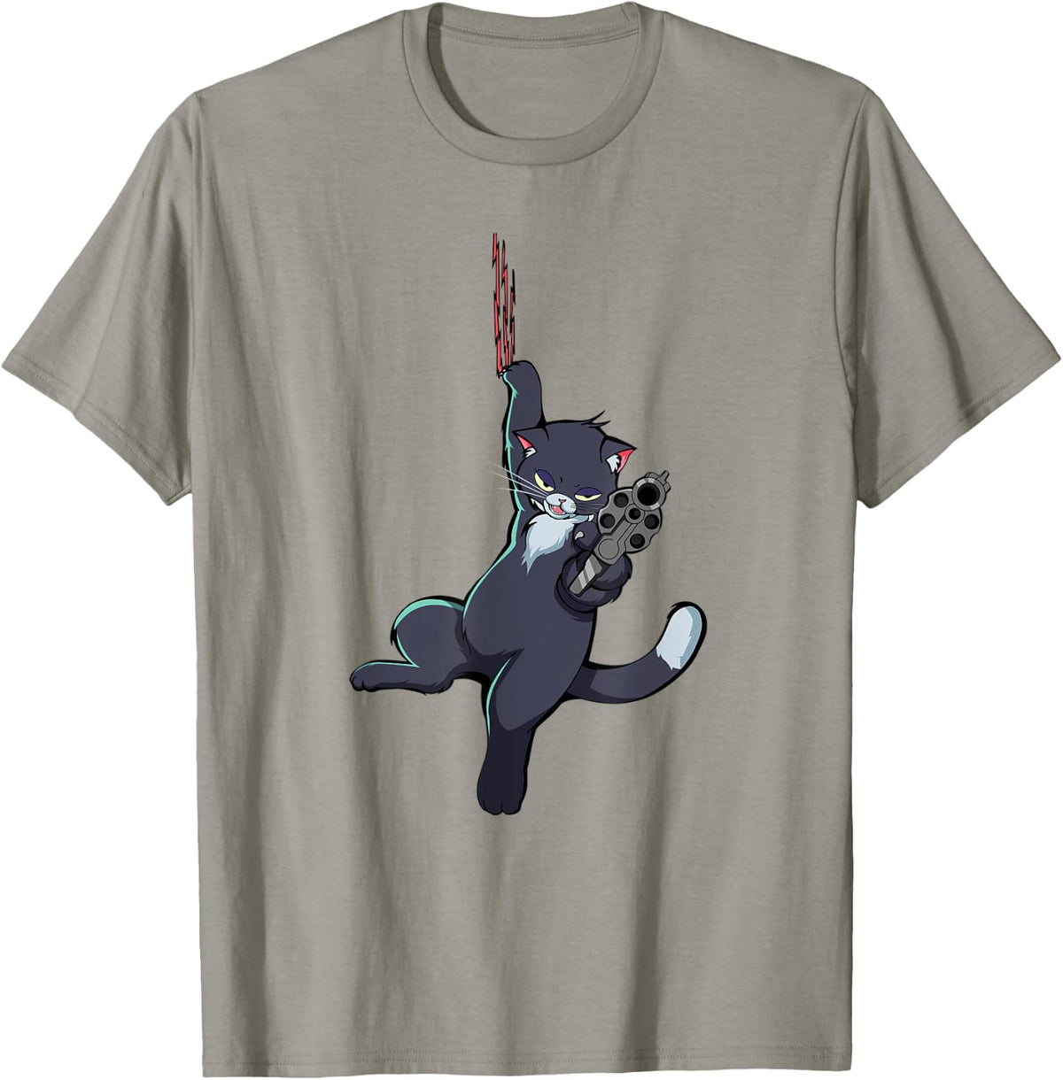Meow Peow Funny Cats Meme Kitten Cat With A Gun T Shirt For Men Women T Shirt Everyday Wear
