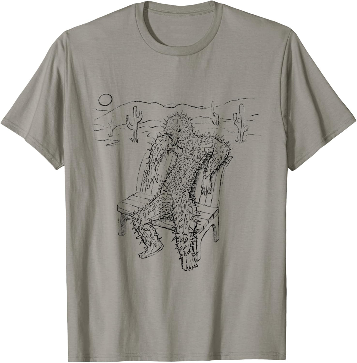 Cactus Relaxing On Park Bench Funny Image Apparel Clean Design