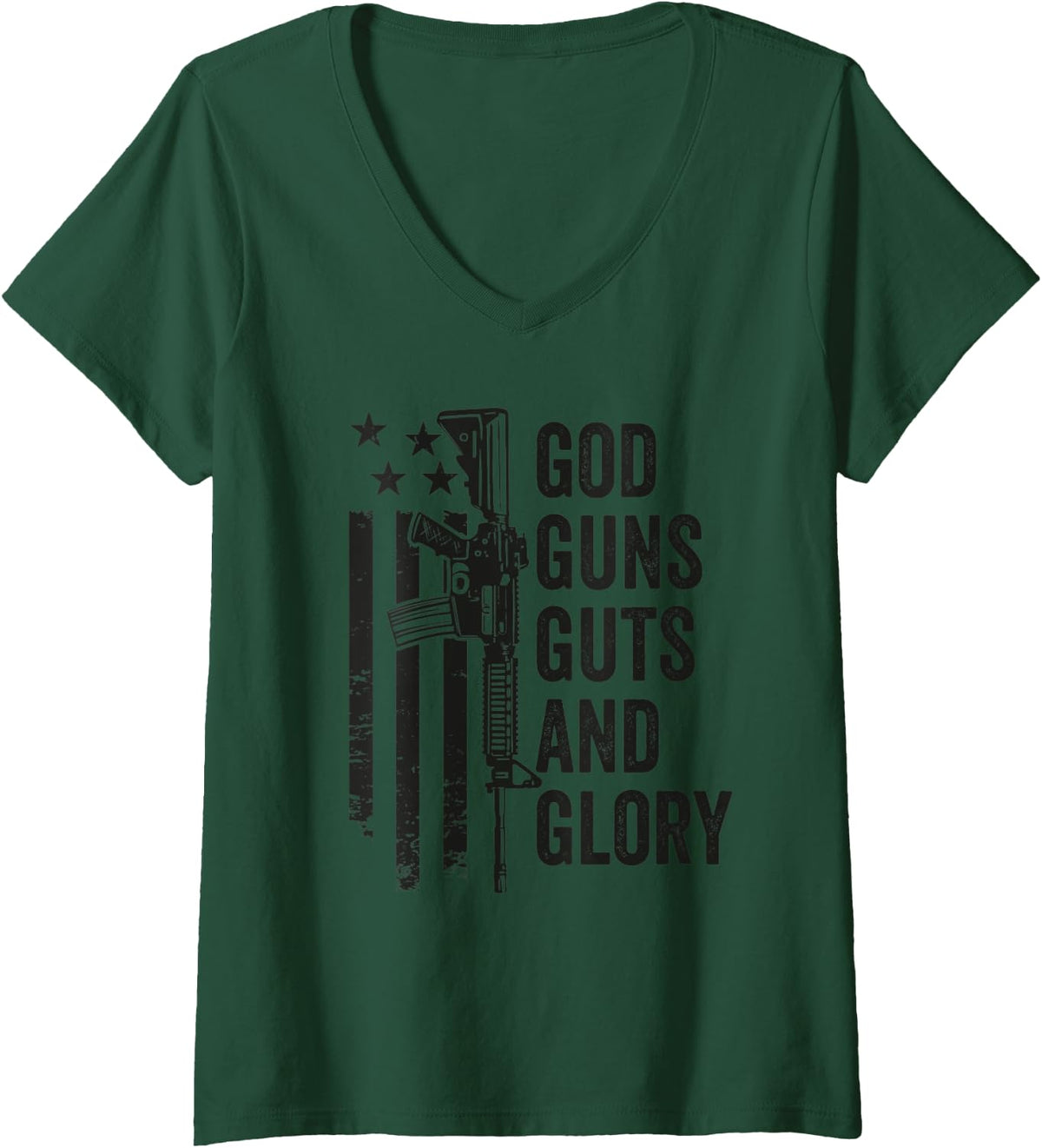Womens God Guns Guts Glory Patriotic Usa Flag Pro Gun Camo V Neck Apparel Gift Ready
