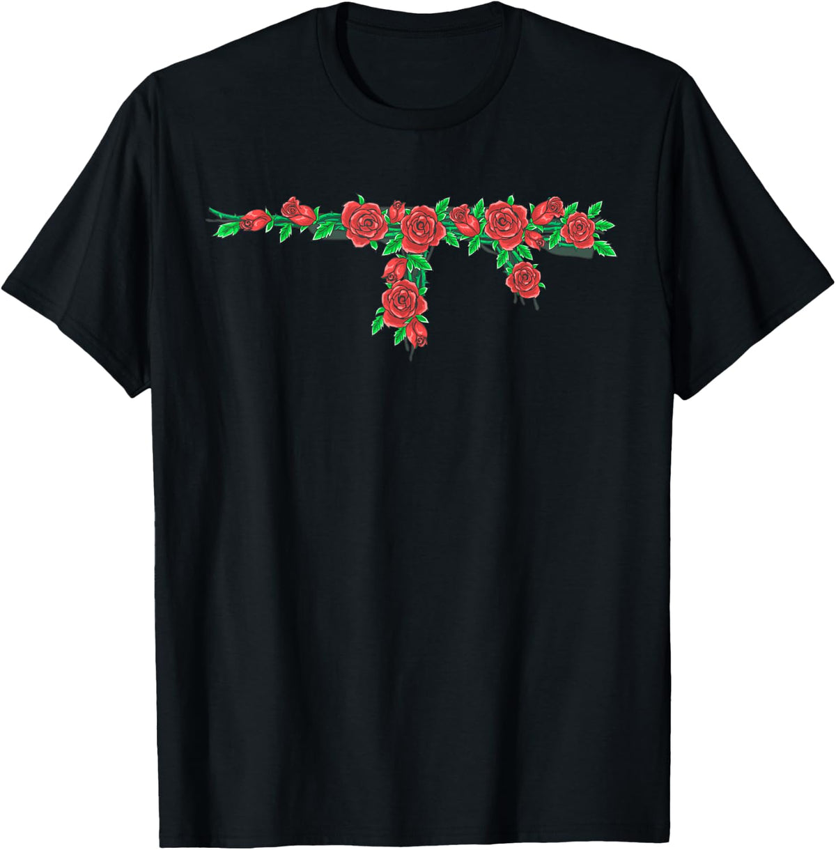 Ladies Ak 47 Kalashnikov Rifle Red Roses Flower Gun Design Apparel Gift Ready