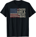 Tacos Guns Messy Buns Funny Taco Vintage Pro Gun Flag Apparel Clean Design