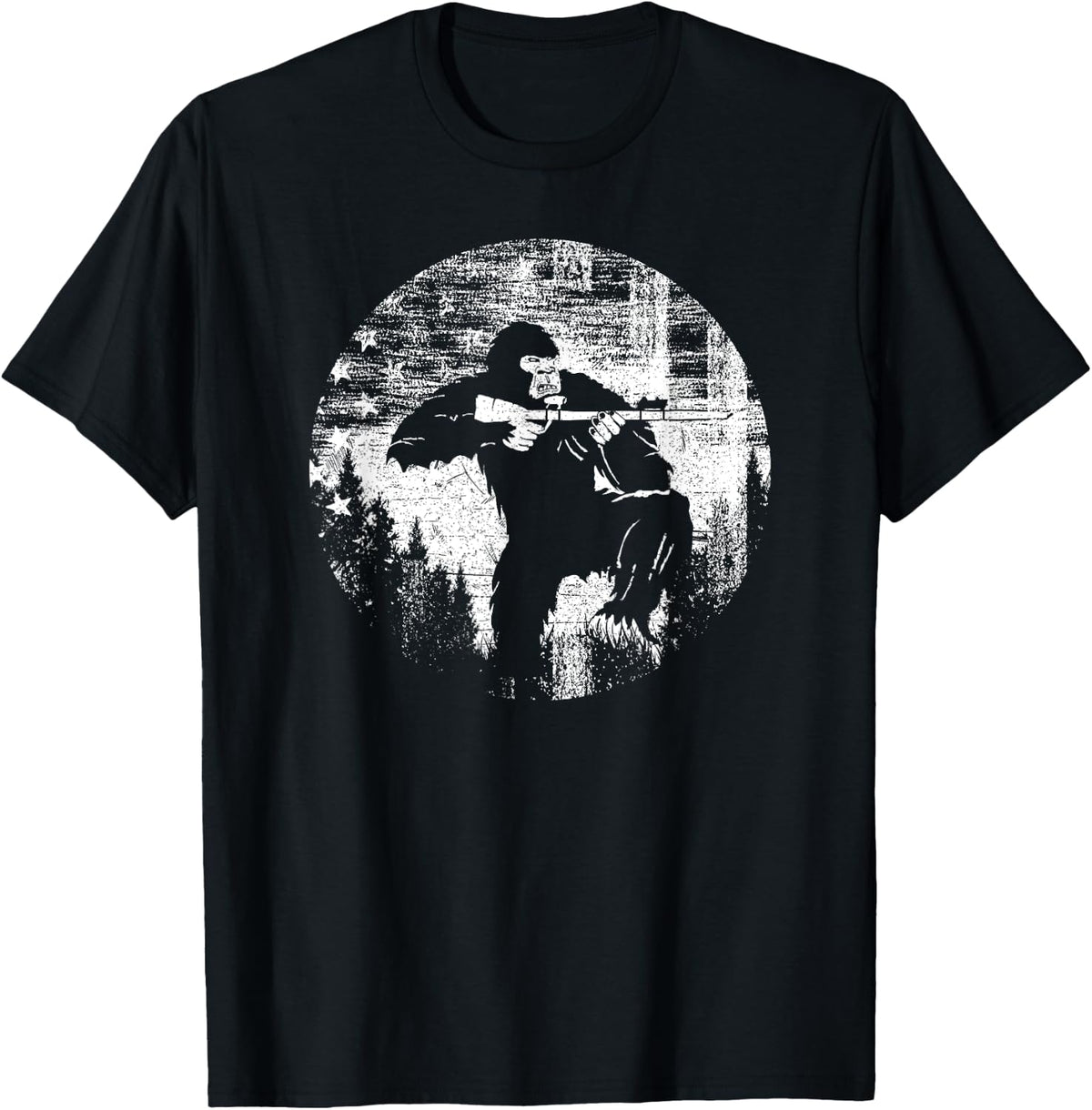 Bigfoot American Flag 4th Of July Hunting Usa Gun Lover Women Men Apparel Clean Design