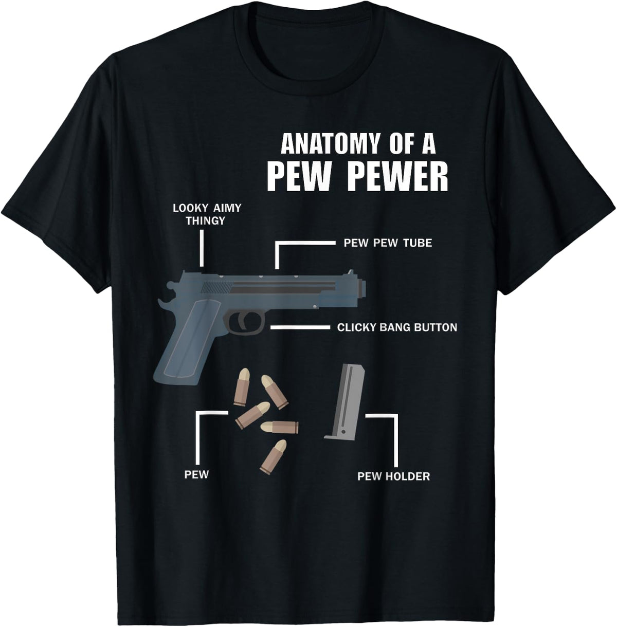 Funny Anatomy Of A Pew Pewer T Shirt Gun Ammo Weapon Lover T Shirt Premium Print 2