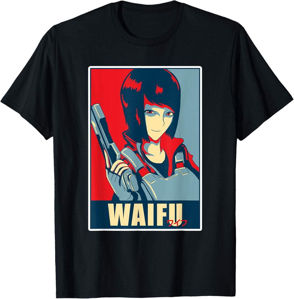 Japanese Anime Waifu Retro Girl With Gun Apparel Clean Design