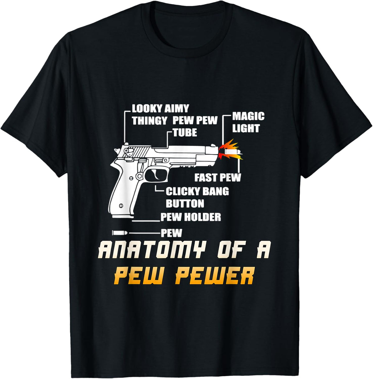 Funny Anatomy Of A Pew Pewer T Shirt Gun Ammo Weapon Lover T Shirt Premium Print 3